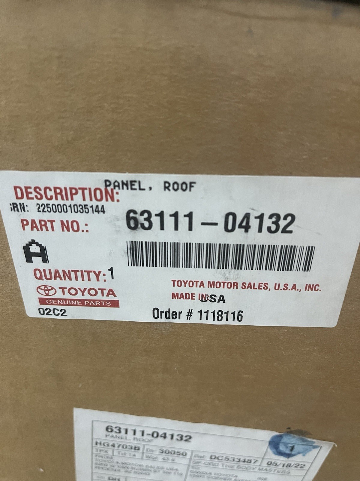 OEM Toyota 63111-04132 Roof Panel 2011-2016 Toyota Tacoma CAN TAKE MORE PICS OEM Toyota 63111-04132 Roof Panel 2011-2016 Toyota Tacoma CAN TAKE MORE PICS
