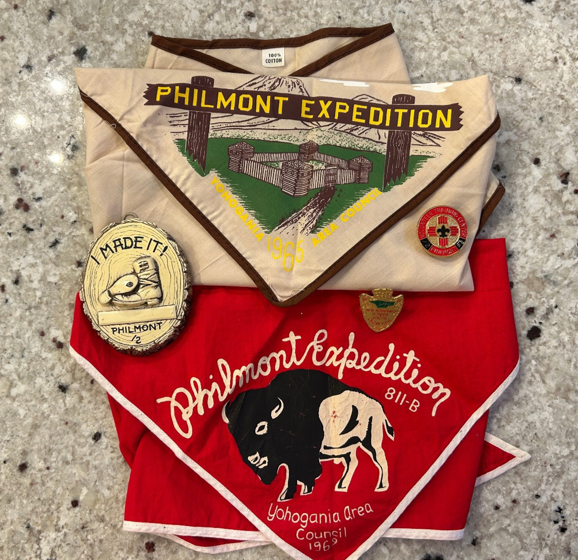 Vintage BSA Philmont Neckerchiefs and Slides 1965 & 1969 Vintage BSA Philmont Neckerchiefs and Slides 1965 & 1969