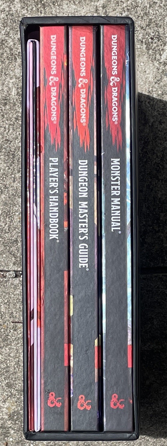 D&D 5E Core Rulebooks Gift Set Foil Covers PHB DMG MM DM Screen Slipcase