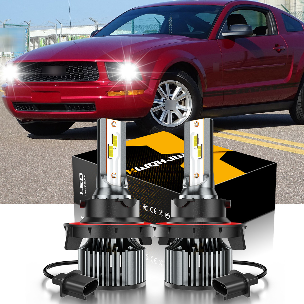 2X H13 9008 LED Headlight Bulbs For 2007 Ford Mustang Base Coupe 2-Door 4.0L