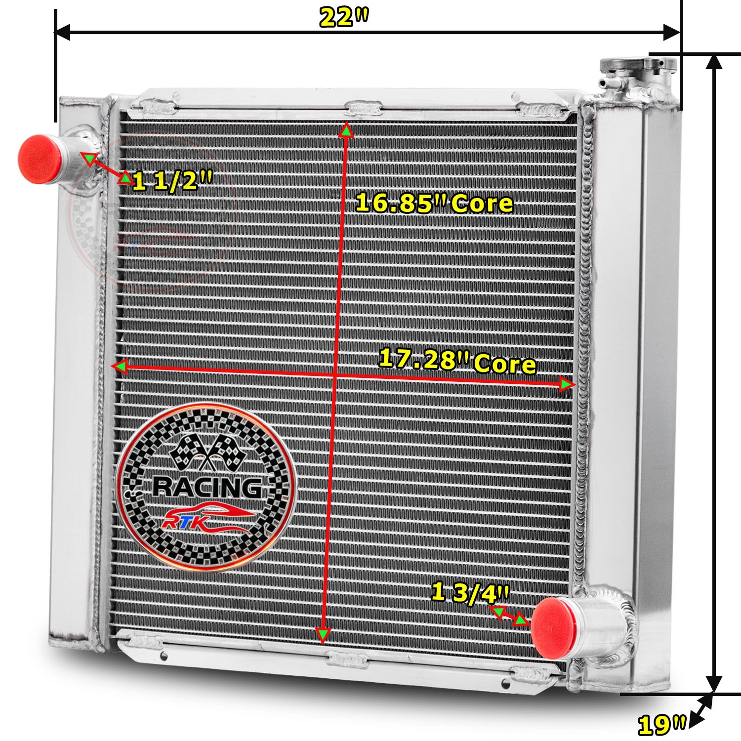 22'' x 19'' 2 Row Aluminum Racing Radiator For Chevy GM SBC BBC Universal