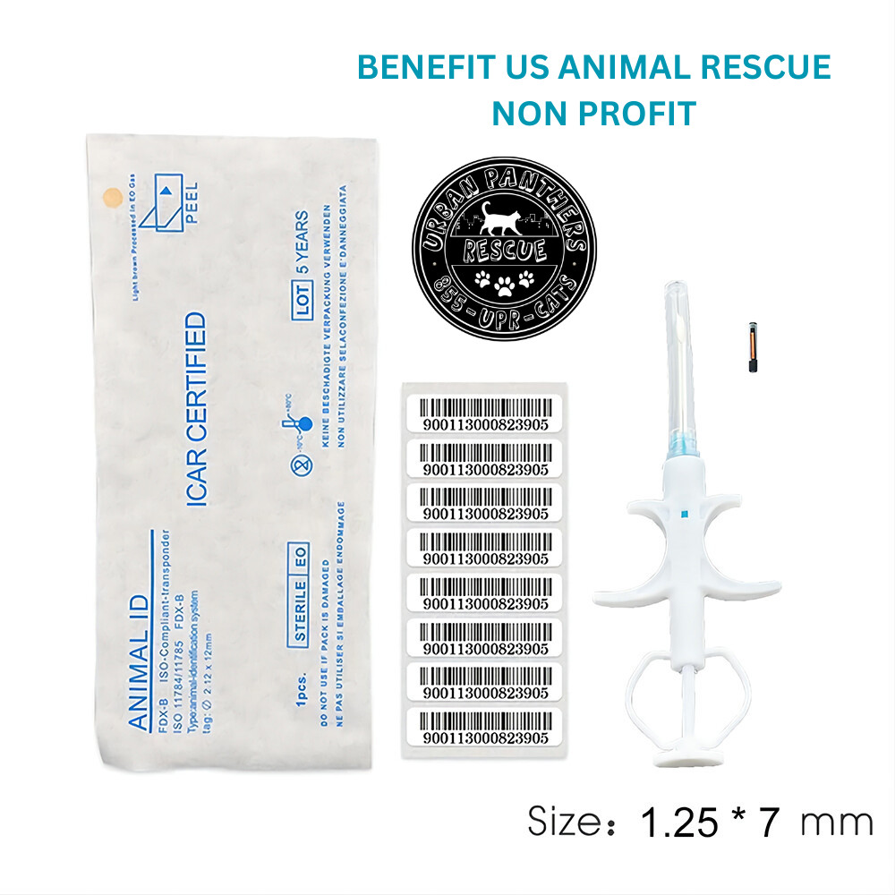 Single Pet  Dog Cat Animal Microchip Nano size Chip RFID 1.25 x 7 Smallest