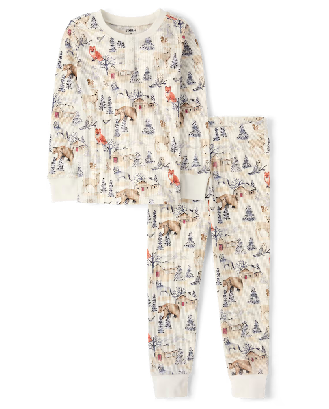 NEW GYMBOREE GIRLS WOODLAND ANIMALS TWO PIECE THERMAL PAJAMAS GYMMIES SIZE 7 NEW GYMBOREE GIRLS WOODLAND ANIMALS TWO PIECE THERMAL PAJAMAS GYMMIES SIZE 7