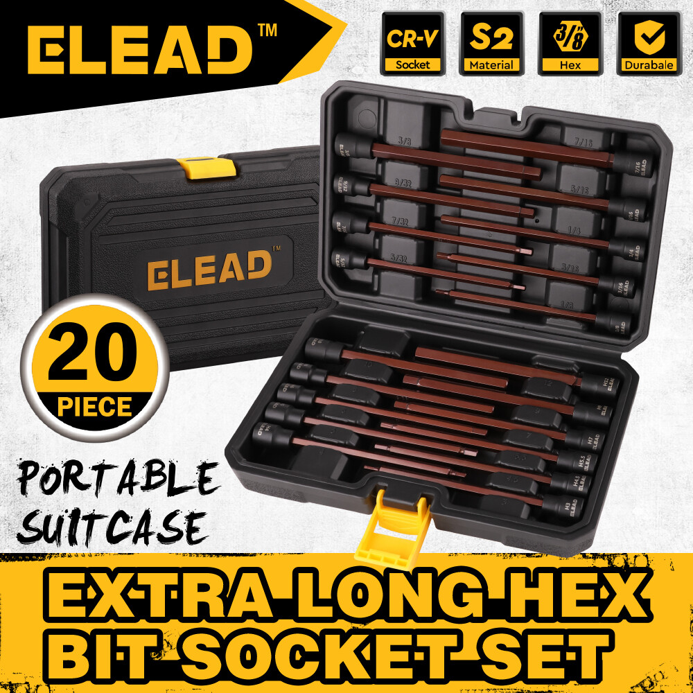 20PC Extra-Long Allen Hex Bit Socket Set 3/8