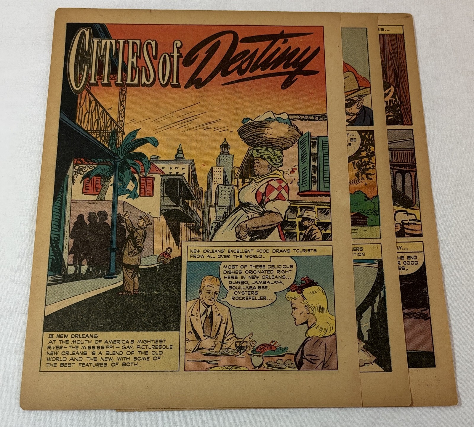 1947 five page cartoon story ~ CITIES OF DESTINY - NEW ORLEANS