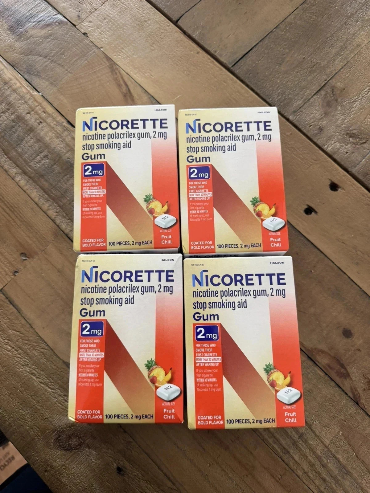 Nicorette Value pack Fruit Chill 2mg Coated Gum 100 Pieces (4 packs) EXP 05/2028 Nicorette Value pack Fruit Chill 2mg Coated Gum 100 Pieces (4 packs) EXP 05/2028