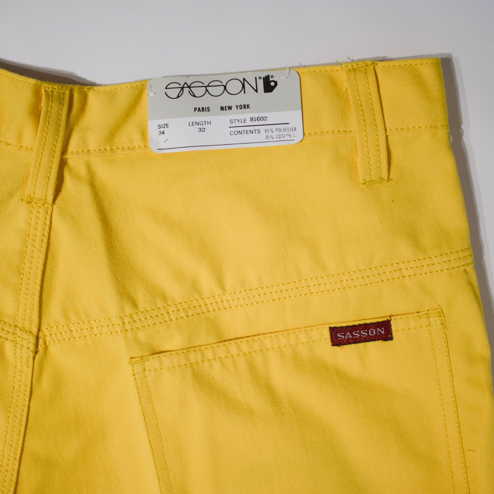 VTG NWT 80s Sasson Yellow Carpenter Jeans Taiwan ROC Men 34x32 (32x32 Actual) B1 VTG NWT 80s Sasson Yellow Carpenter Jeans Taiwan ROC Men 34x32 (32x32 Actual) B1