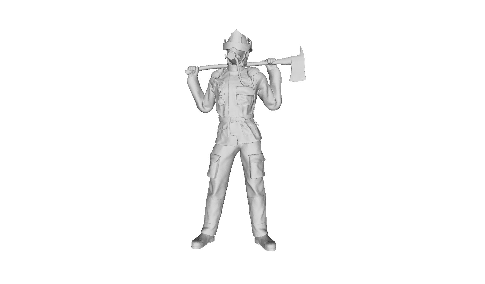 Printle M Homme 642-Firefighter Ax On Shoulders Figure for Dioramas Train Sets