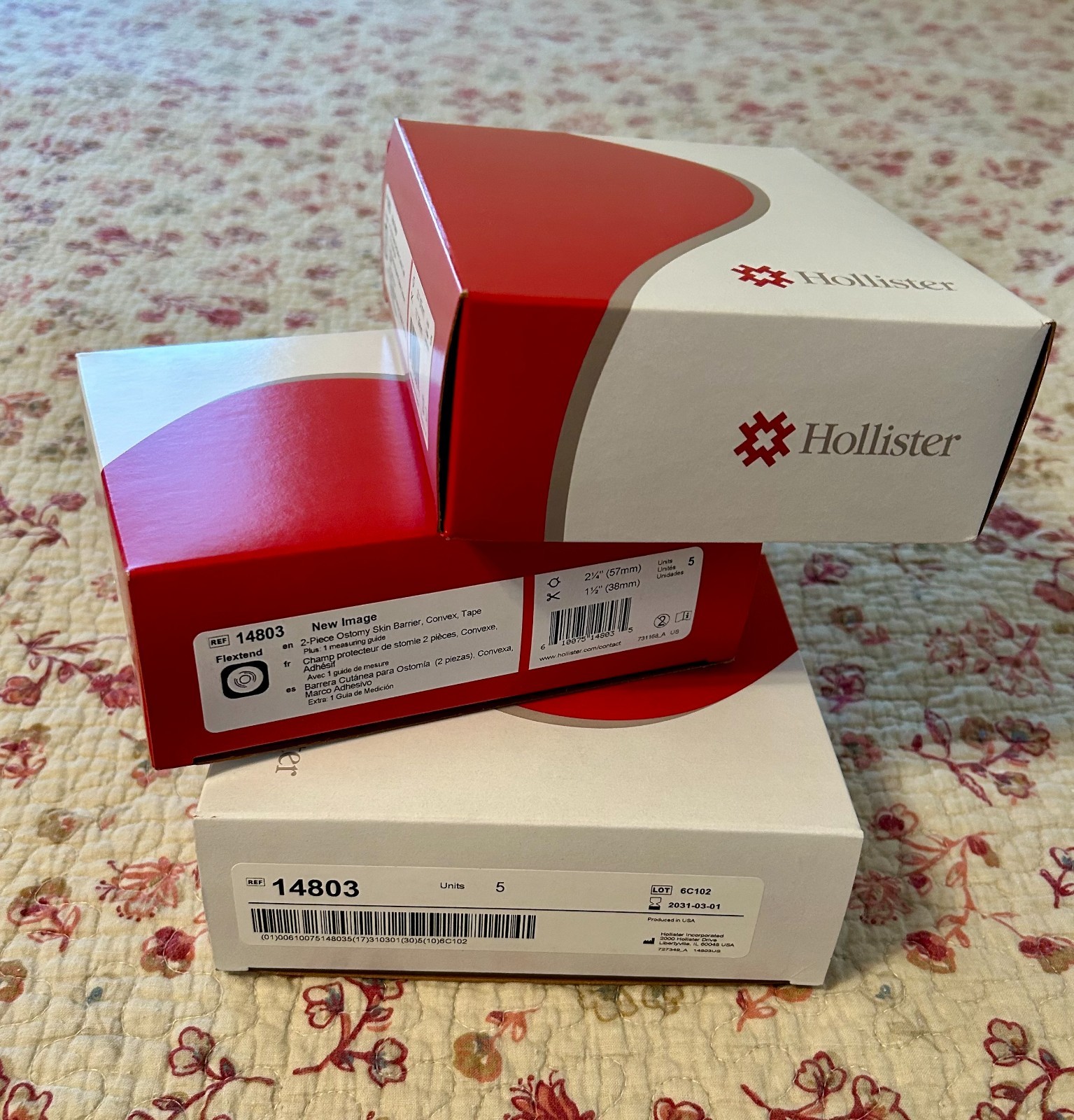 3 BOXES 15 PIECE HOLLISTER 14803 NEW IMAGE 2PC. CONVATEX SKIN BARRIER EXP. 2031