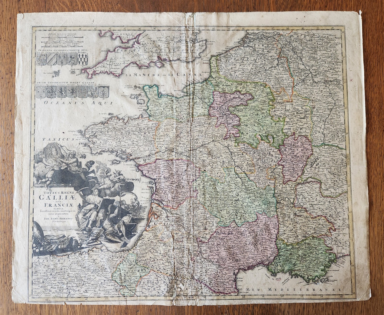 1720 FRANCE antique MAP Totius Regni Galliae sive Franciae Tabula JOHANN HOMANN