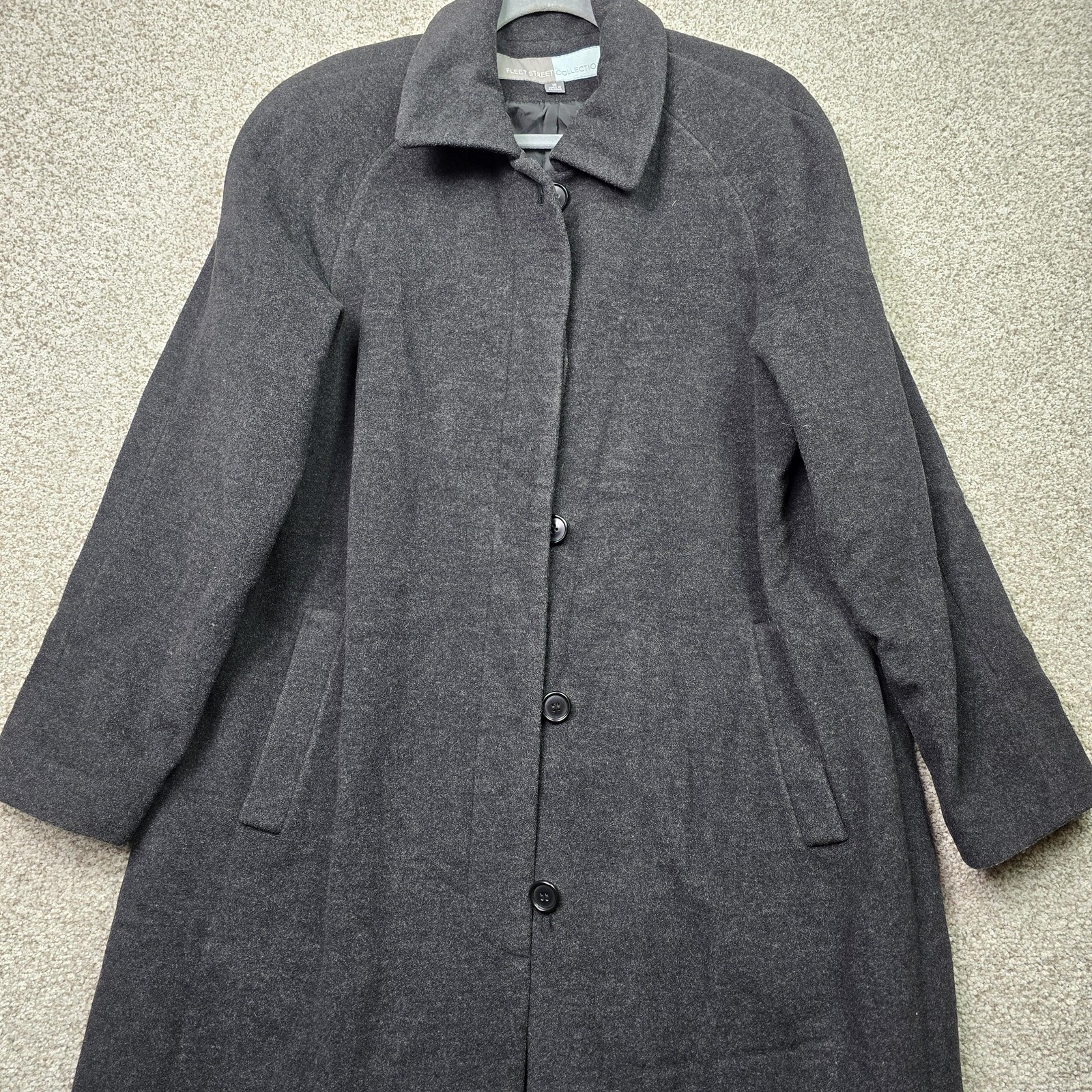 Fleet Street Collection Coat Womens 10 Gray Wool Cashmere Long Lined Overcoat