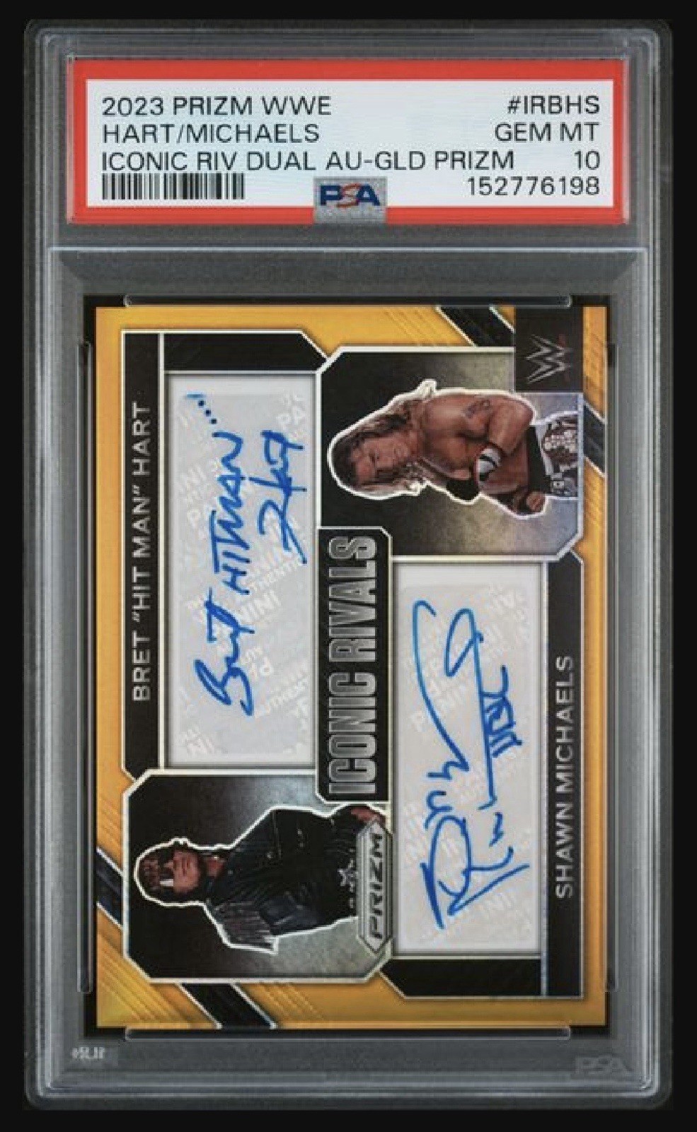 2023 Panini Prizm WWE Shawn Michaels Bret Hart Dual Gold Auto /10 PSA 10 POP 1 2023 Panini Prizm WWE Shawn Michaels Bret Hart Dual Gold Auto /10 PSA 10 POP 1