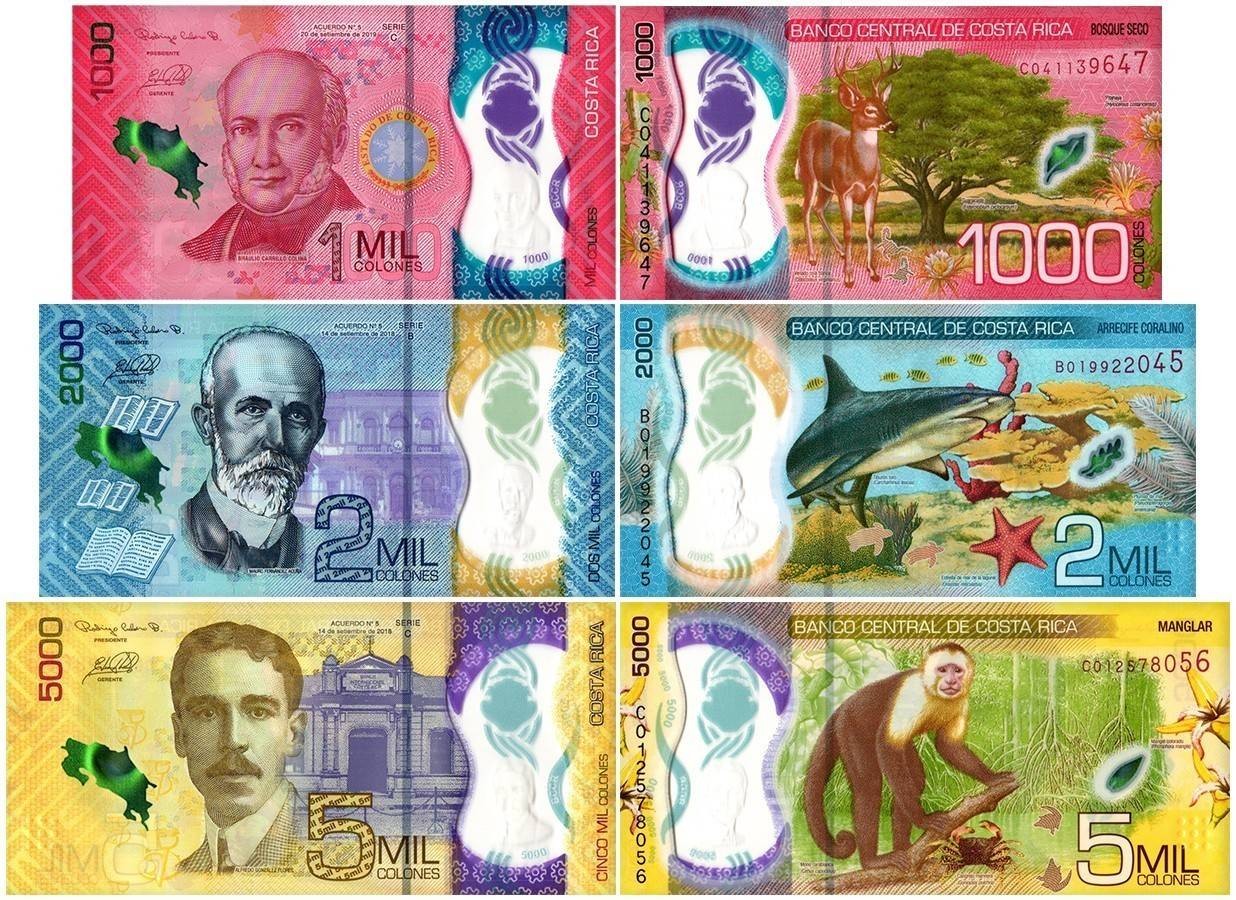 Costa Rica 1000-5000 Colones 3 Pieces Set, 2018-2019, P-280-282, UNC, Polymer Costa Rica 1000-5000 Colones 3 Pieces Set, 2018-2019, P-280-282, UNC, Polymer