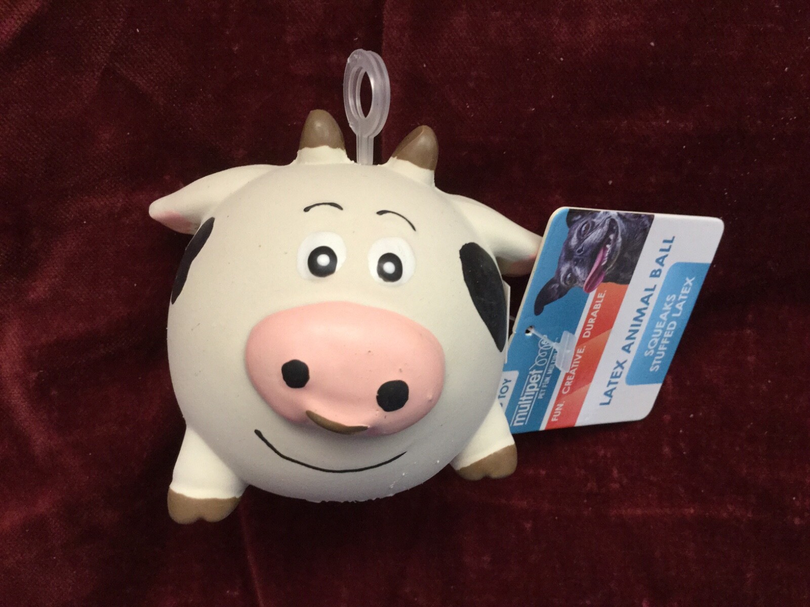 Multipet Animal Ball Squeaker latex Dog Toy Cow 3” ORIGINAL MODEL  SALE