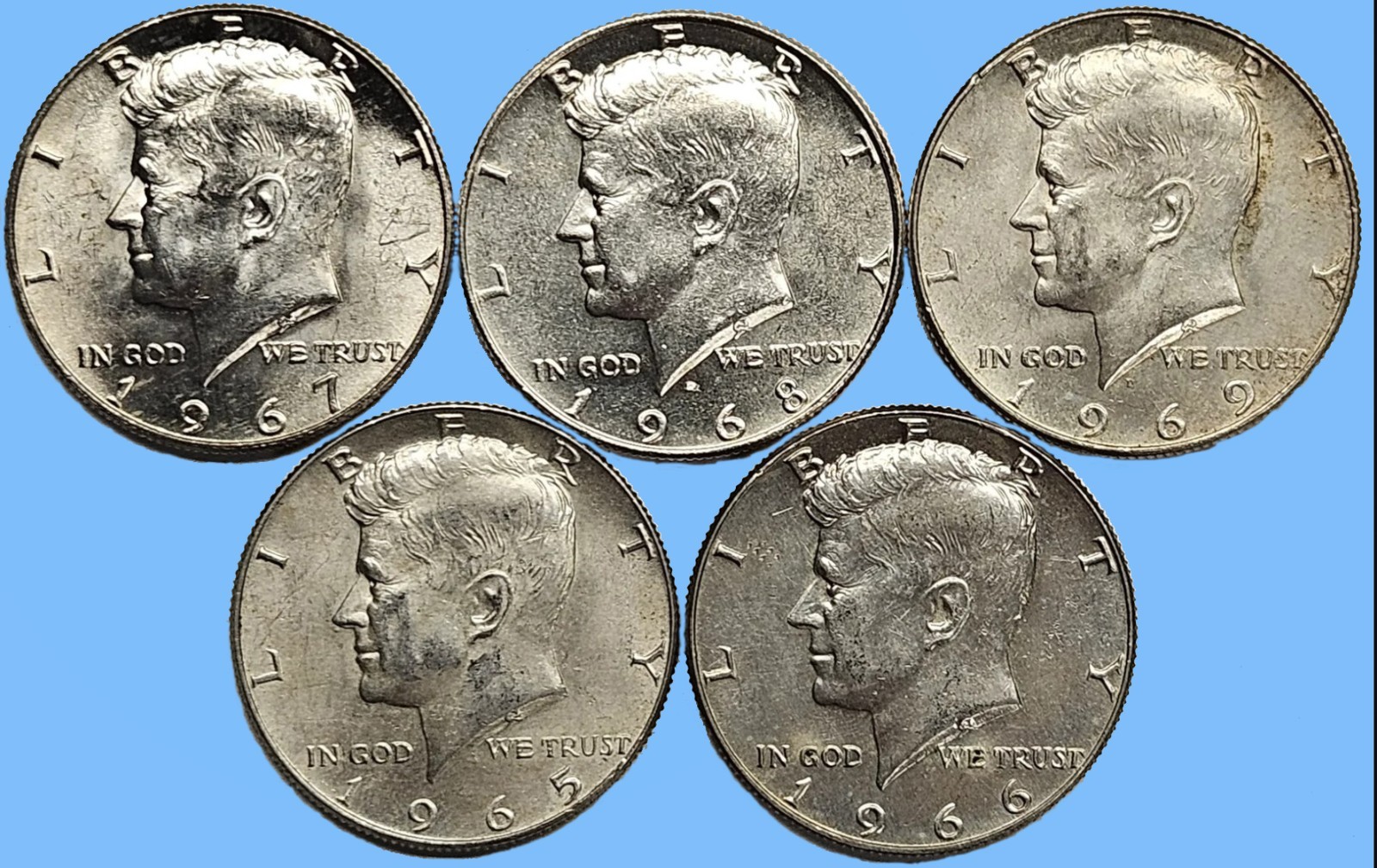 1965 - 1969 40% Silver Coin Lot ~ Kennedy Half Dollars ~ Estate Hoard Sale
