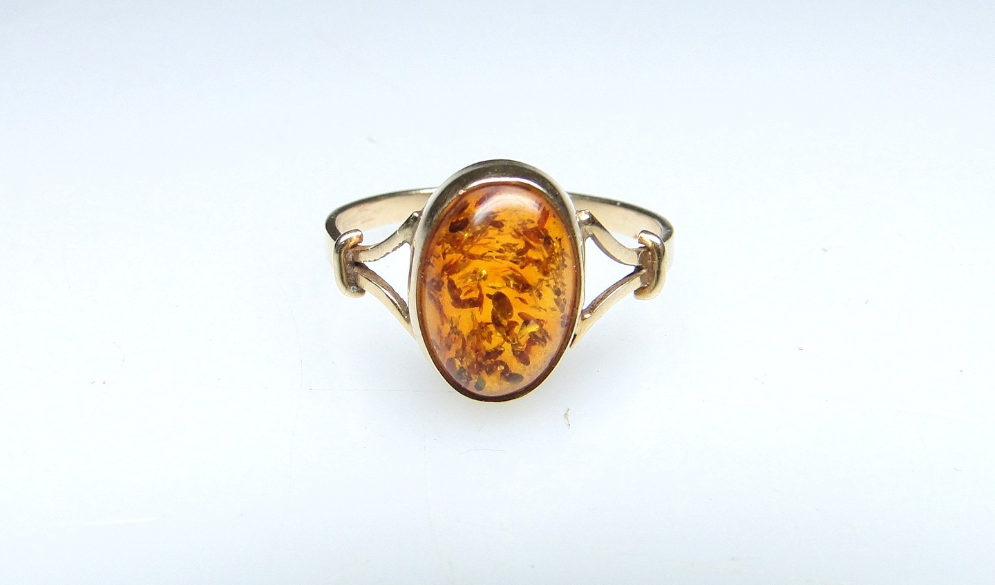 🌟Lovely Vintage 14K Gold Amber Ring 585 Hallmark Size 9