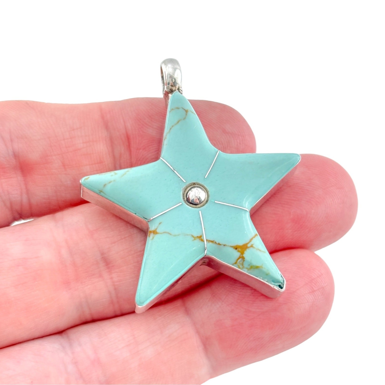 Vintage Sterling Silver 925 Magnesite Star Pendant