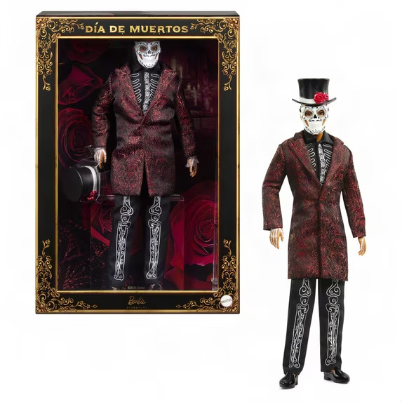 Barbie 2026 Día De Muertos Ken Doll in Knee Length Jacket and Removable Mask