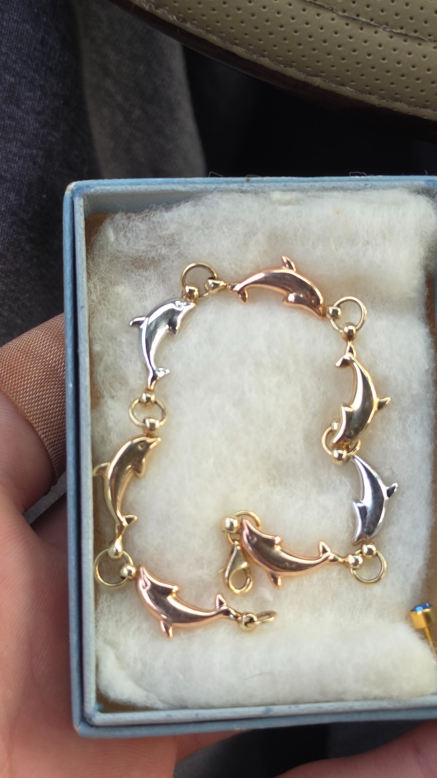 Vintage JCM 10K Yellow Gold Bracelet Dolphin Rose Yellow White 7.5 Vintage JCM 10K Yellow Gold Bracelet Dolphin Rose Yellow White 7.5
