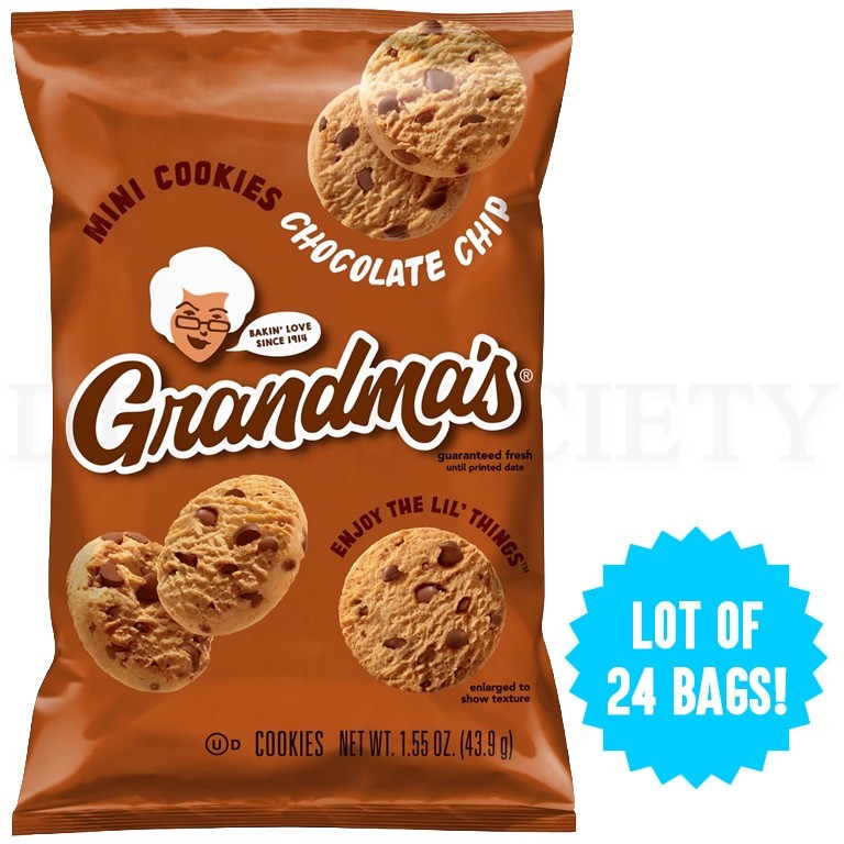 Grandma's Mini Chocolate Chip Cookies 1.55oz Lot of 24 Bags