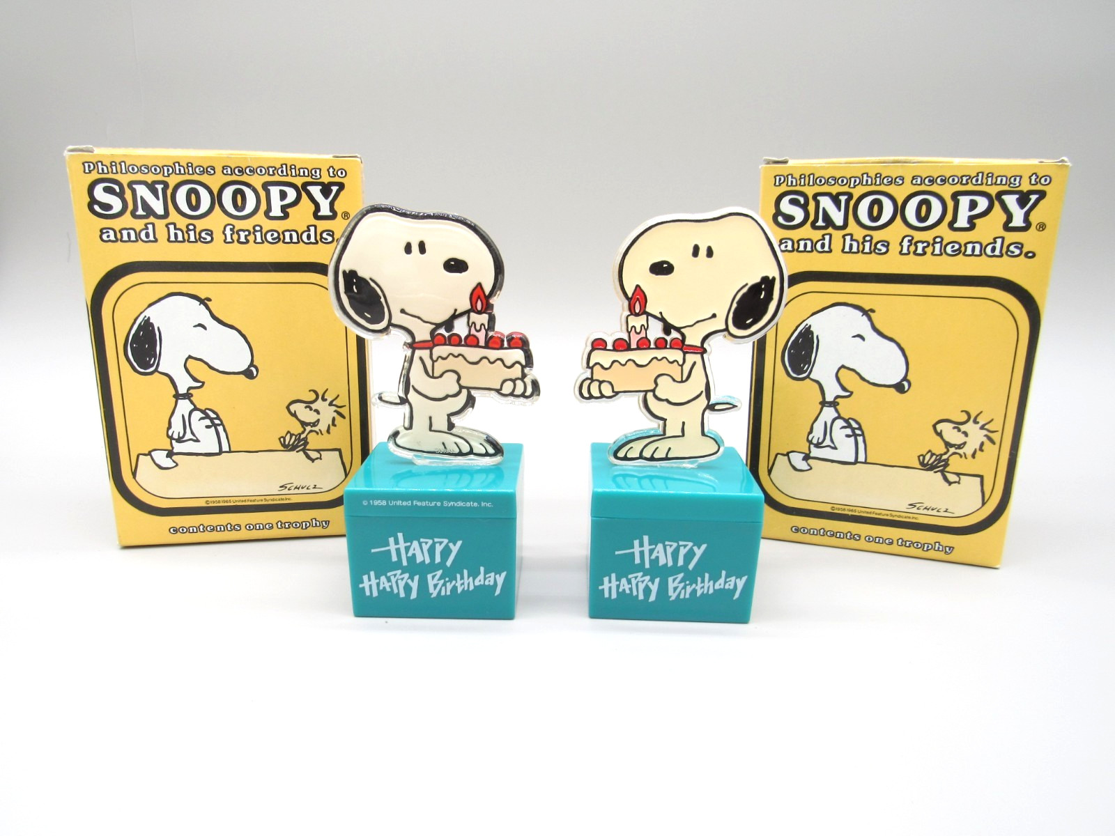 Vintage Aviva Quantasia Snoopy Trophy Trinket Box - Happy Happy Birthday w/ Box Vintage Aviva Quantasia Snoopy Trophy Trinket Box - Happy Happy Birthday w/ Box