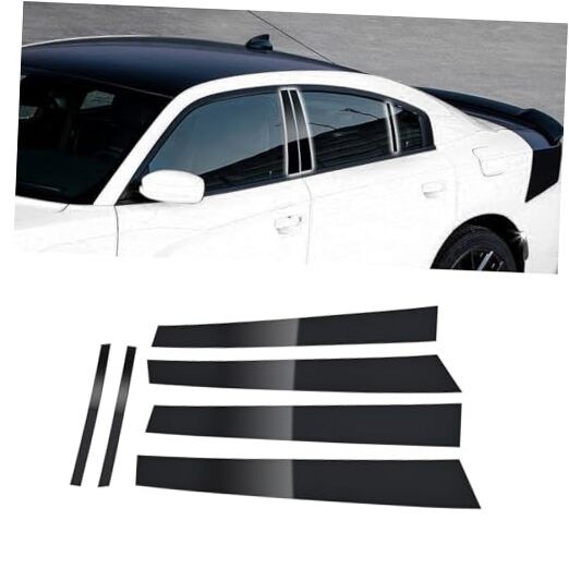 6PCS Glossy Black B C Pillar Trim Cover Center for Dodge Charger 2011‑2021