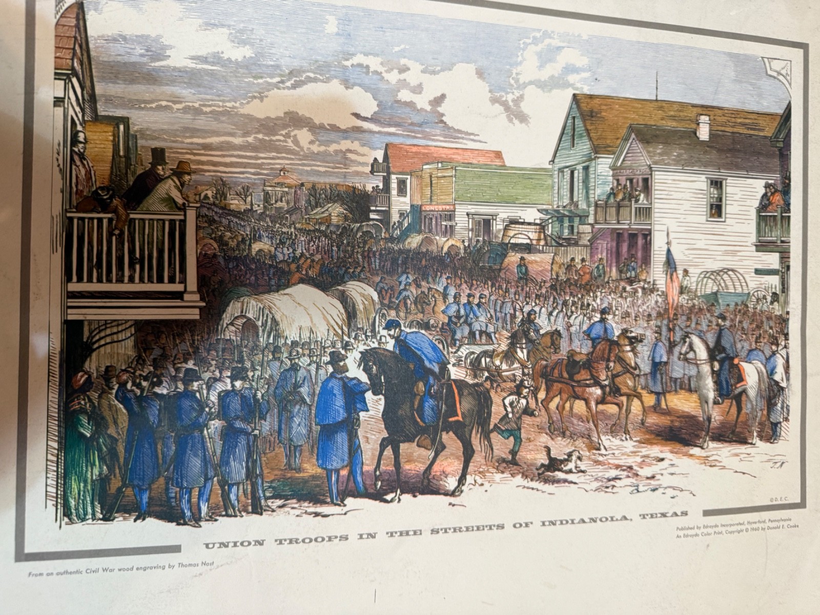 Vintage CIVIL WAR print “Union Troops…in Texas”from the engraving by Thomas Nast