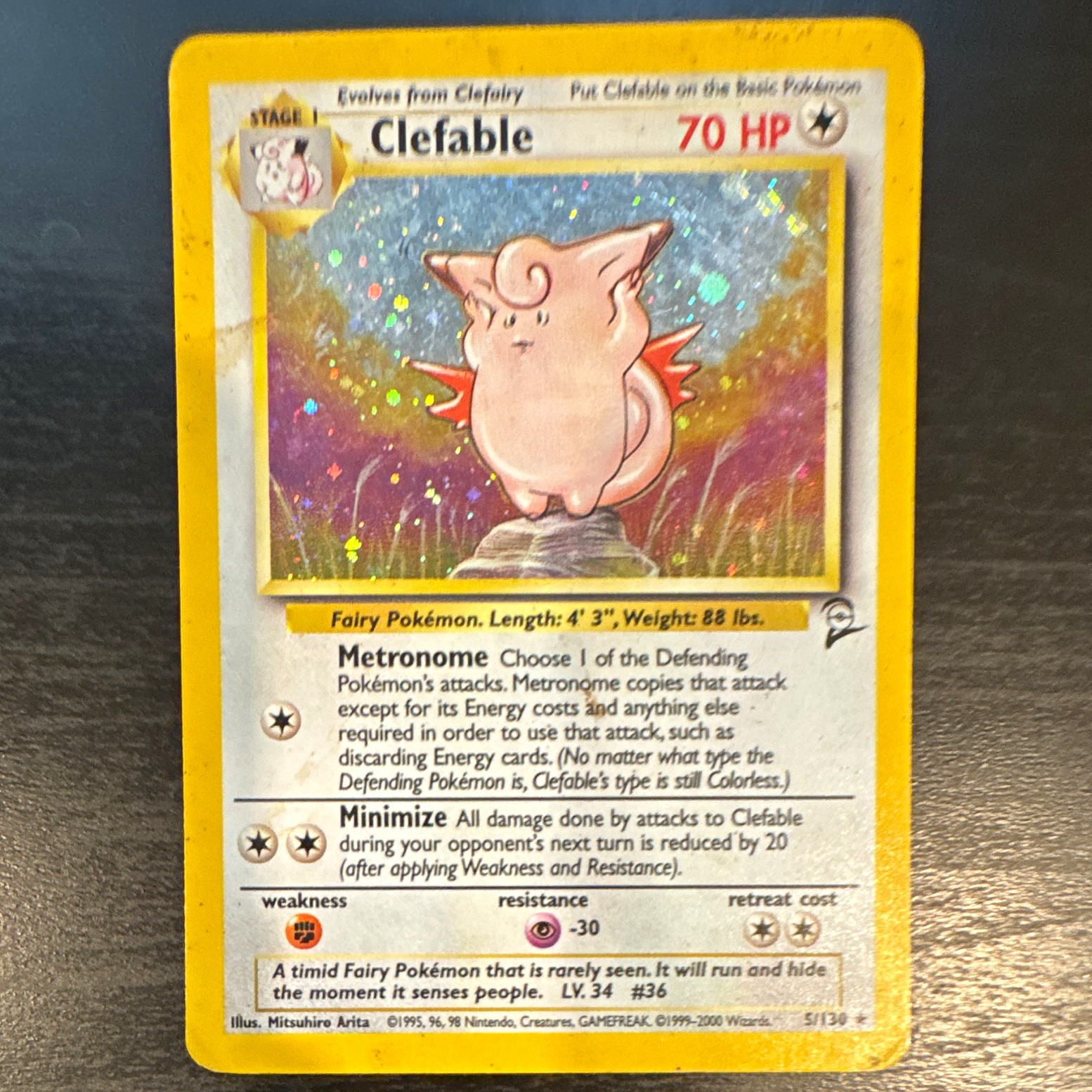 Clefable 5/130 Base Set 2 Holo Rare 2000 HP/DMG Swirl EN Pokemon Vintage Clefable 5/130 Base Set 2 Holo Rare 2000 HP/DMG Swirl EN Pokemon Vintage