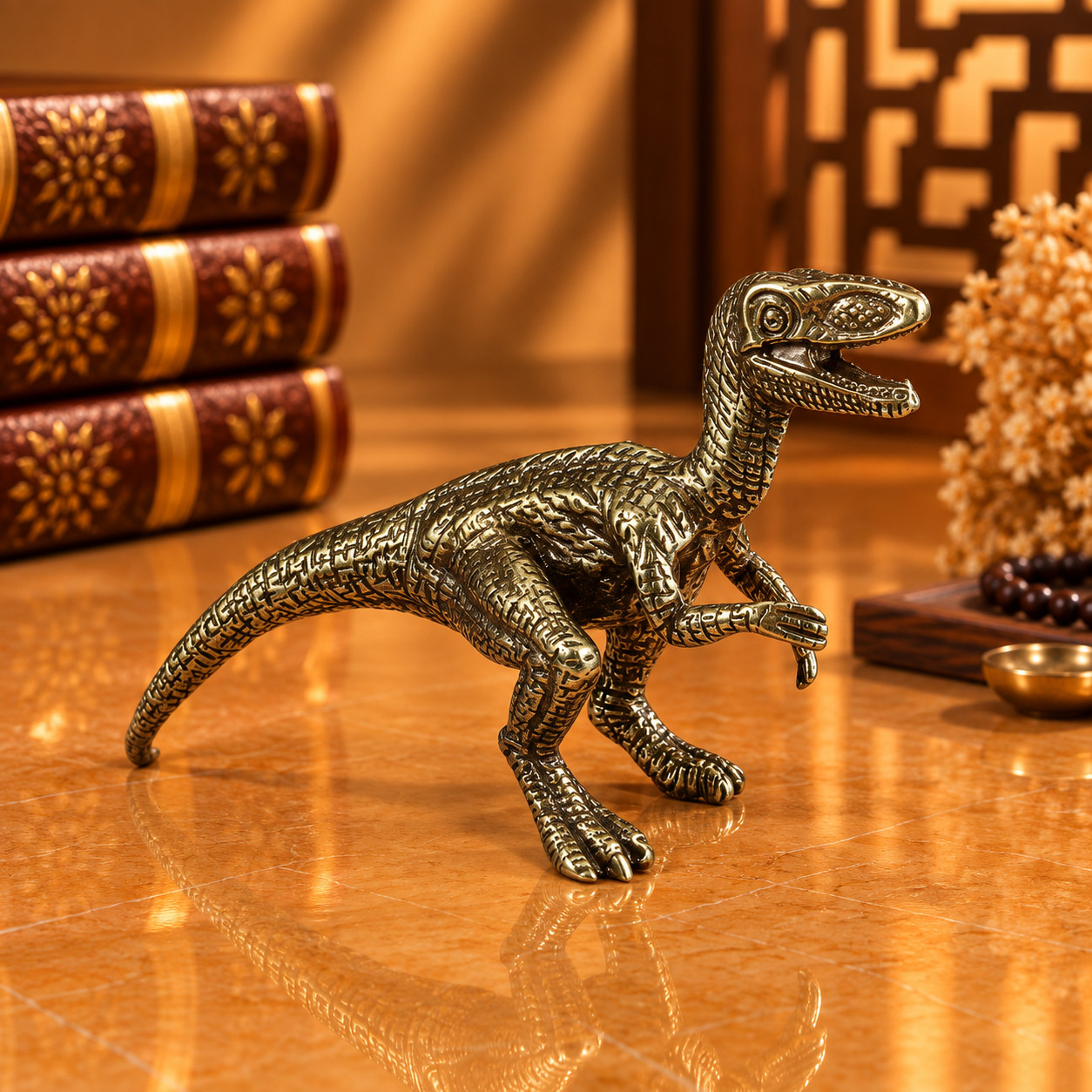 Solid Vintage Brass Raptor Statue Velociraptor Dinosaur Gift Dino Figurine Solid Vintage Brass Raptor Statue Velociraptor Dinosaur Gift Dino Figurine