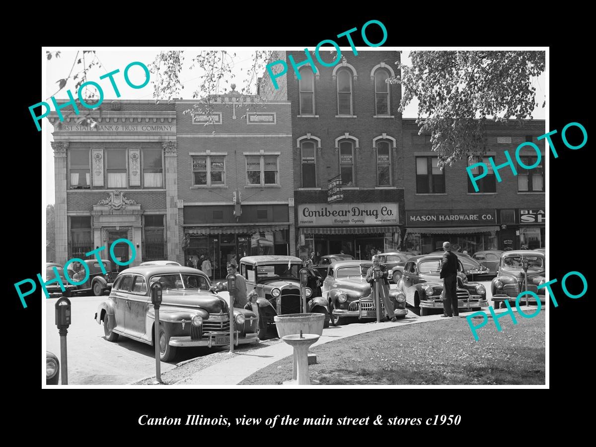 Canton Illinois View The Main St & Stores 1950 2 Large Historic Old Photo Canton Illinois View The Main St & Stores 1950 2 Large Historic Old Photo