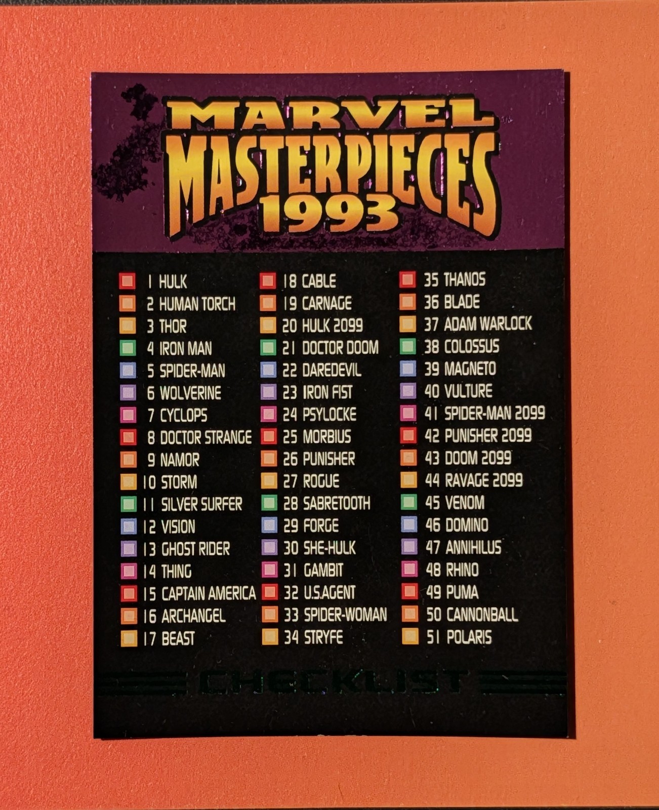 1993 SkyBox Marvel Masterpieces #90 Checklist 1993 SkyBox Marvel Masterpieces #90 Checklist