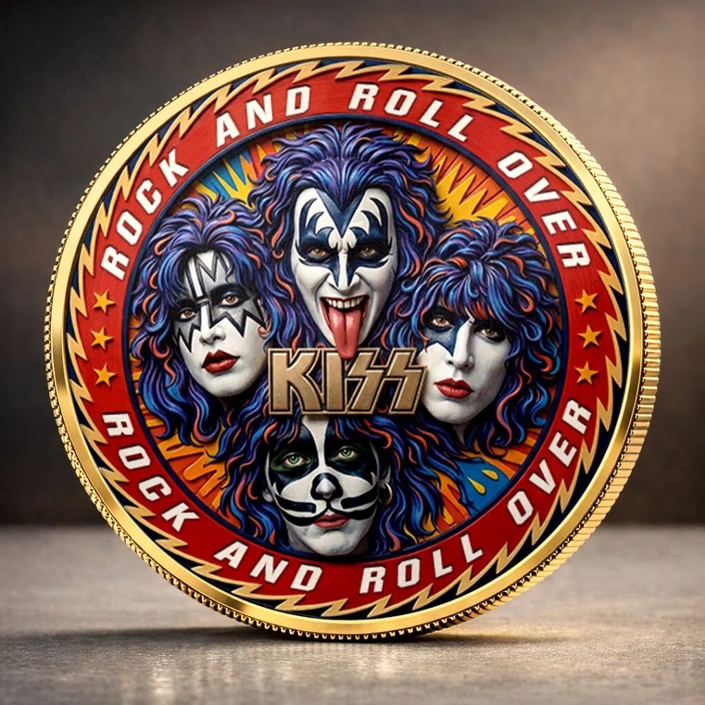 KISS Rock and Roll Over Commemorative Coin - Gold Plated Band Memorabilia Gift