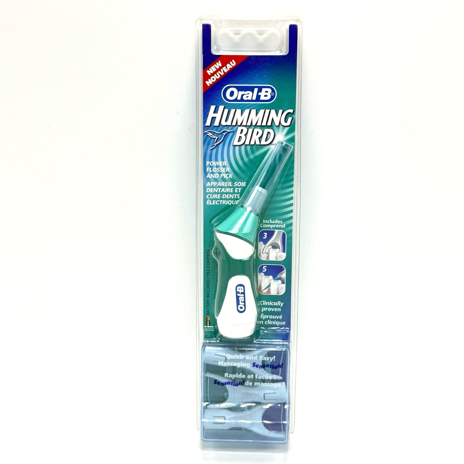 Oral-B Hummingbird Power Flosser and Pick Set 3 Flossers 5 Picks NEW Sealed 2003 Oral-B Hummingbird Power Flosser and Pick Set 3 Flossers 5 Picks NEW Sealed 2003