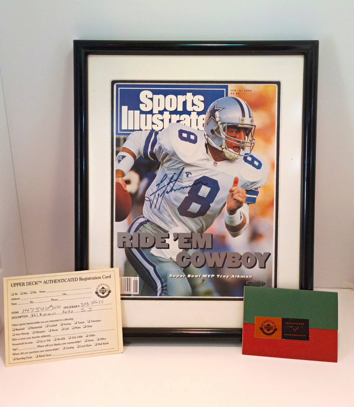 Vintage 1993 Troy Aikman Autograph On Sports Illustrated Magazine with COA Mint Vintage 1993 Troy Aikman Autograph On Sports Illustrated Magazine with COA Mint
