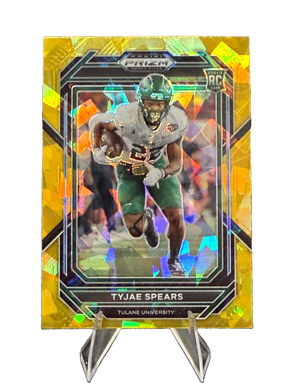 2023 Panini Prizm Tyjae Spears #123 Draft Picks Gold Ice Prizm Rookie Card (RC) 2023 Panini Prizm Tyjae Spears #123 Draft Picks Gold Ice Prizm Rookie Card (RC)