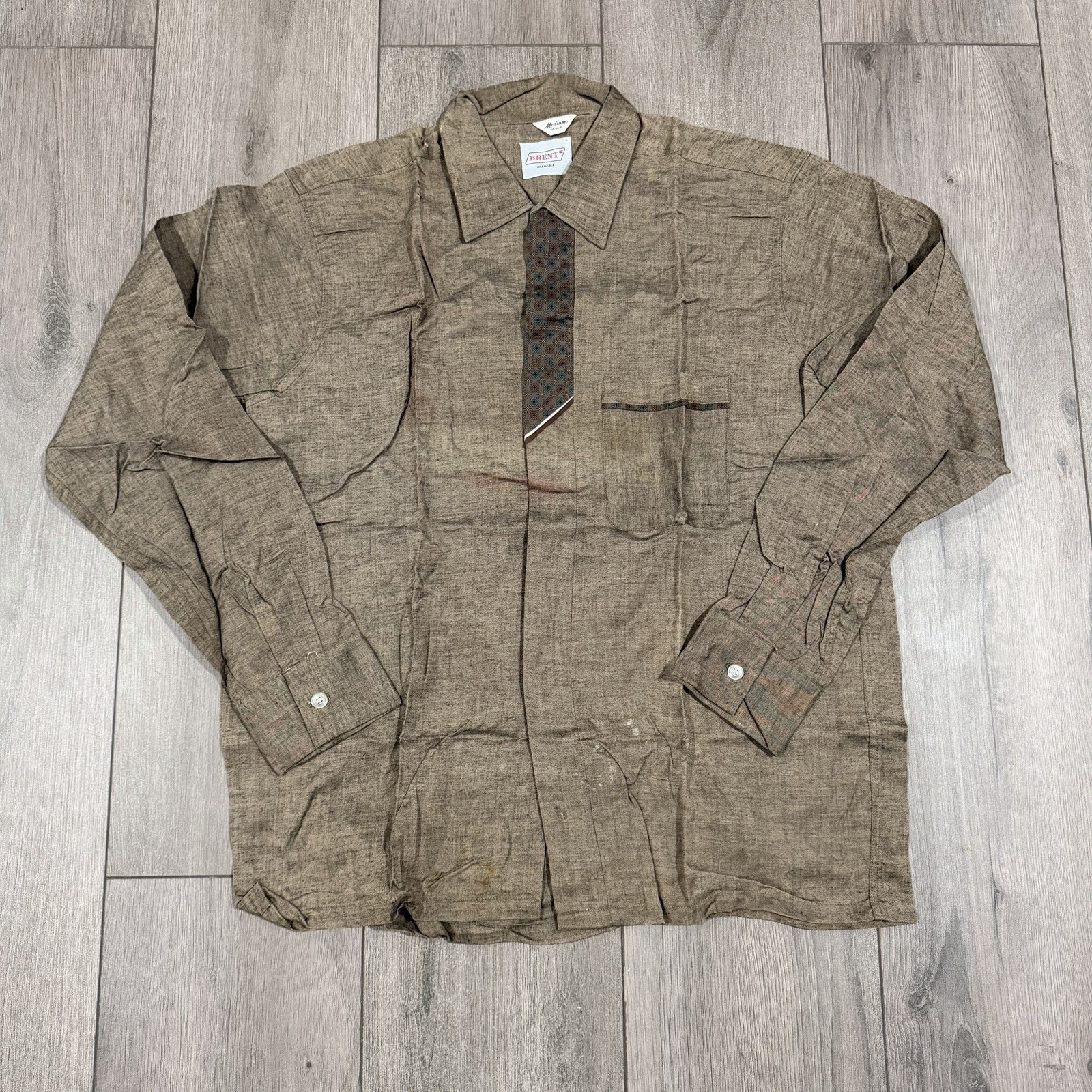 Vtg 50s Brent Loop Collar Long Sleeve Shirt Rockabilly Large Button Down Vtg 50s Brent Loop Collar Long Sleeve Shirt Rockabilly Large Button Down