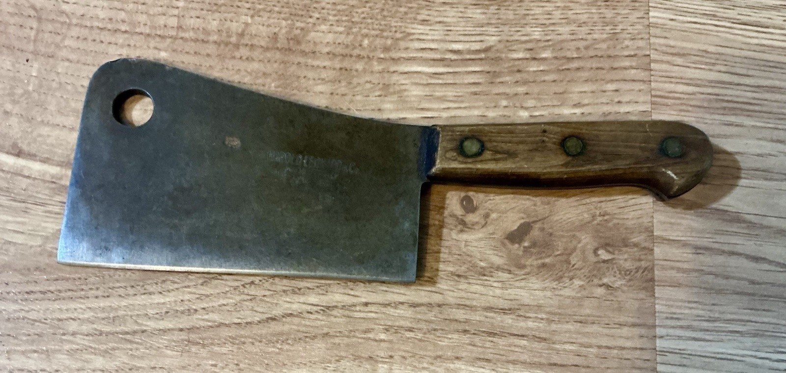 Vintage HAROLD LEONARD 11” Butcher Cleaver 6” Carbon Steel Blade Made In Italy Vintage HAROLD LEONARD 11” Butcher Cleaver 6” Carbon Steel Blade Made In Italy