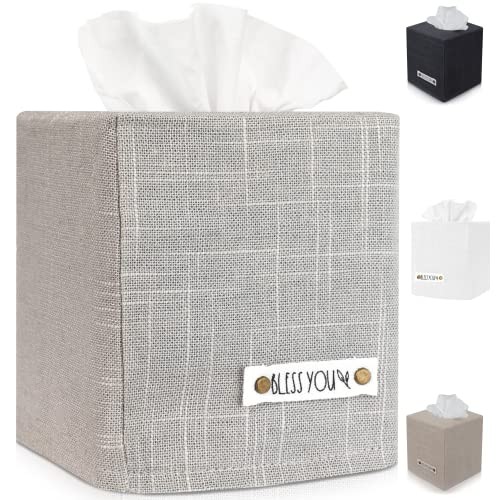 Stylish Tissue Box Cover - This Gray Linen Holder Instantly Covers Your Square Stylish Tissue Box Cover - This Gray Linen Holder Instantly Covers Your Square