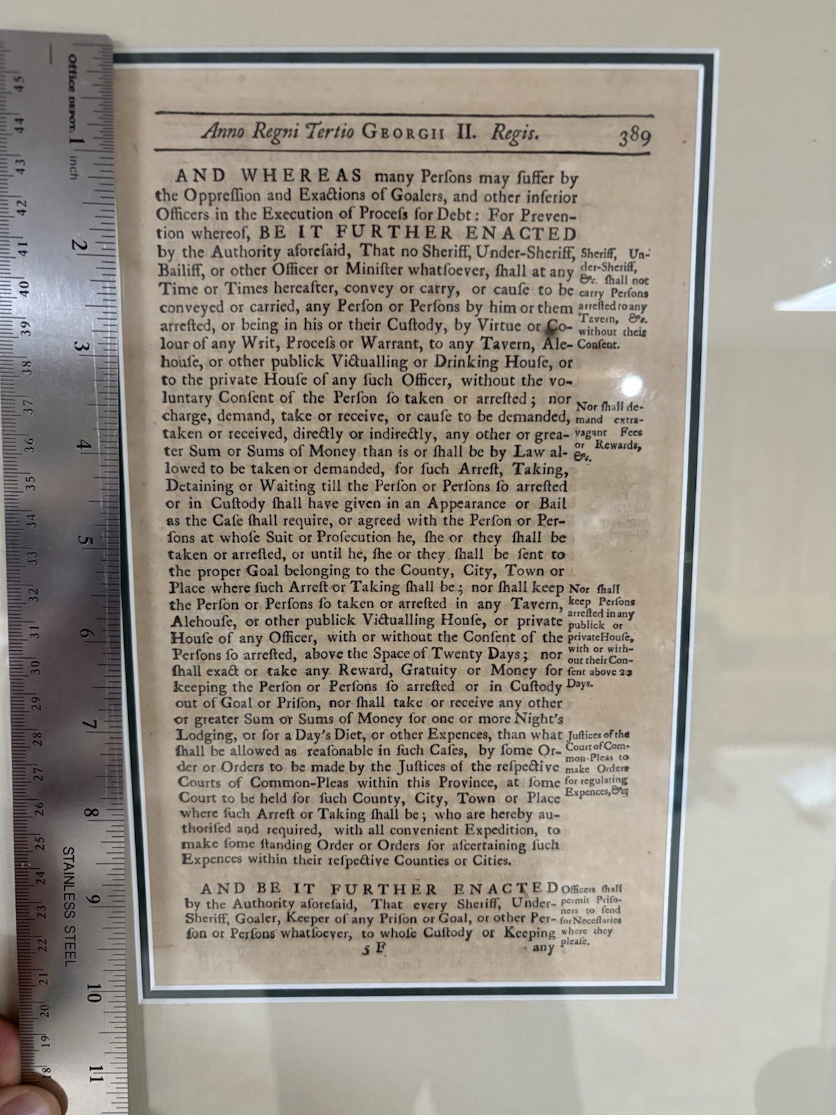 Original 1742 Benjamin Franklin printed page with supporting documentation Original 1742 Benjamin Franklin printed page with supporting documentation
