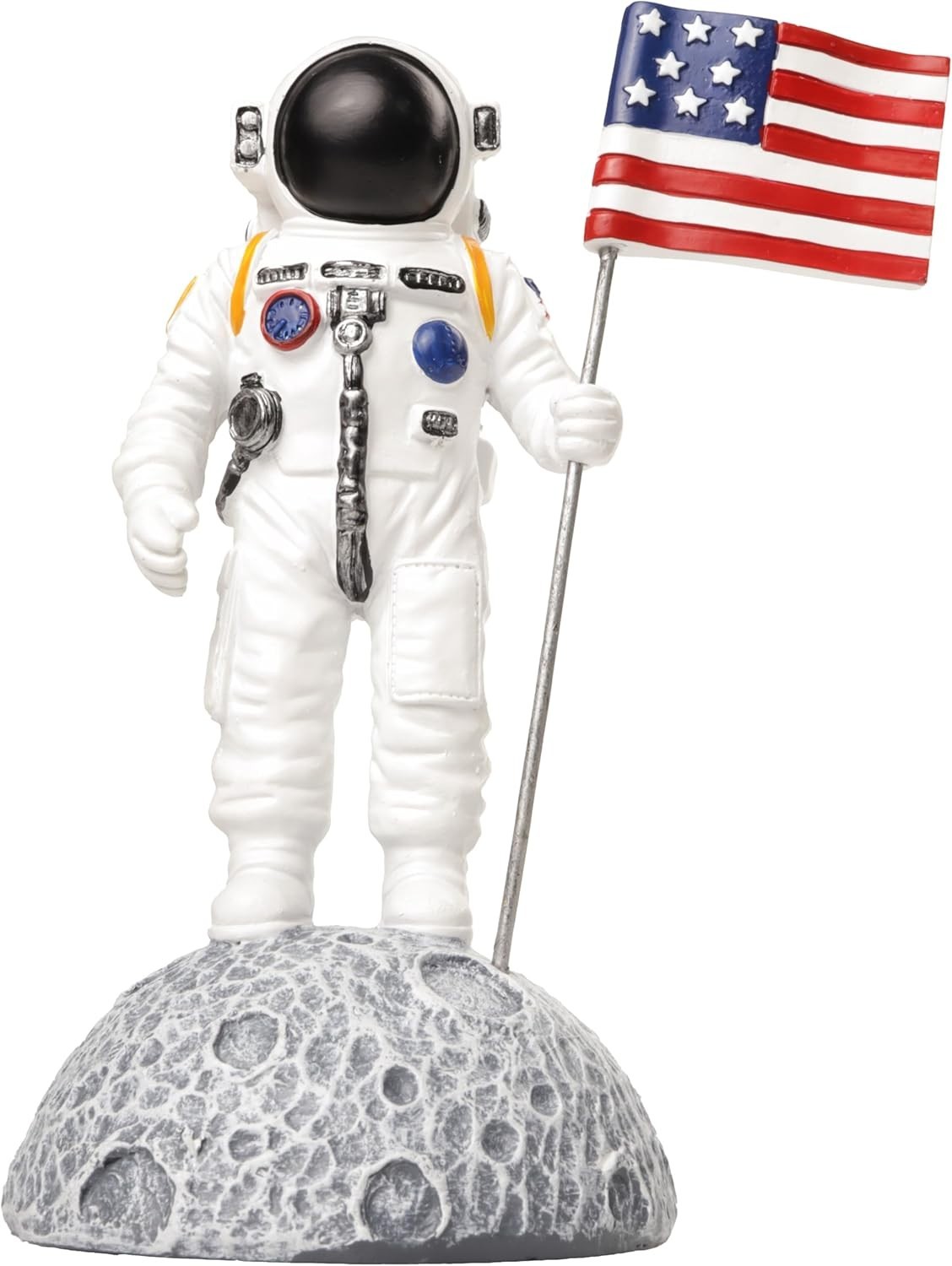 Space Astronaut Moon Landing Holding USA Flag Resin Home Decor Figurine