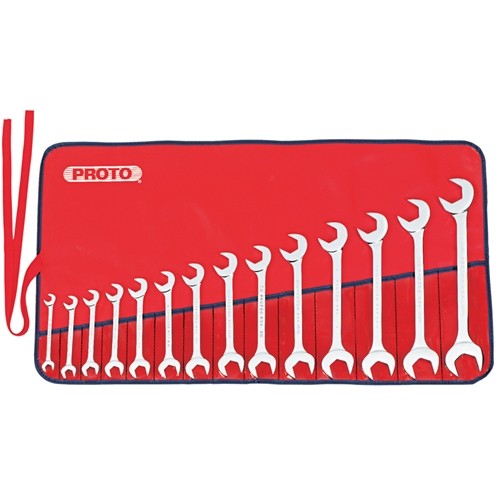 Proto J3100B 14-Piece Angle Open End Wrench Set w/ Red Canvas Pouch