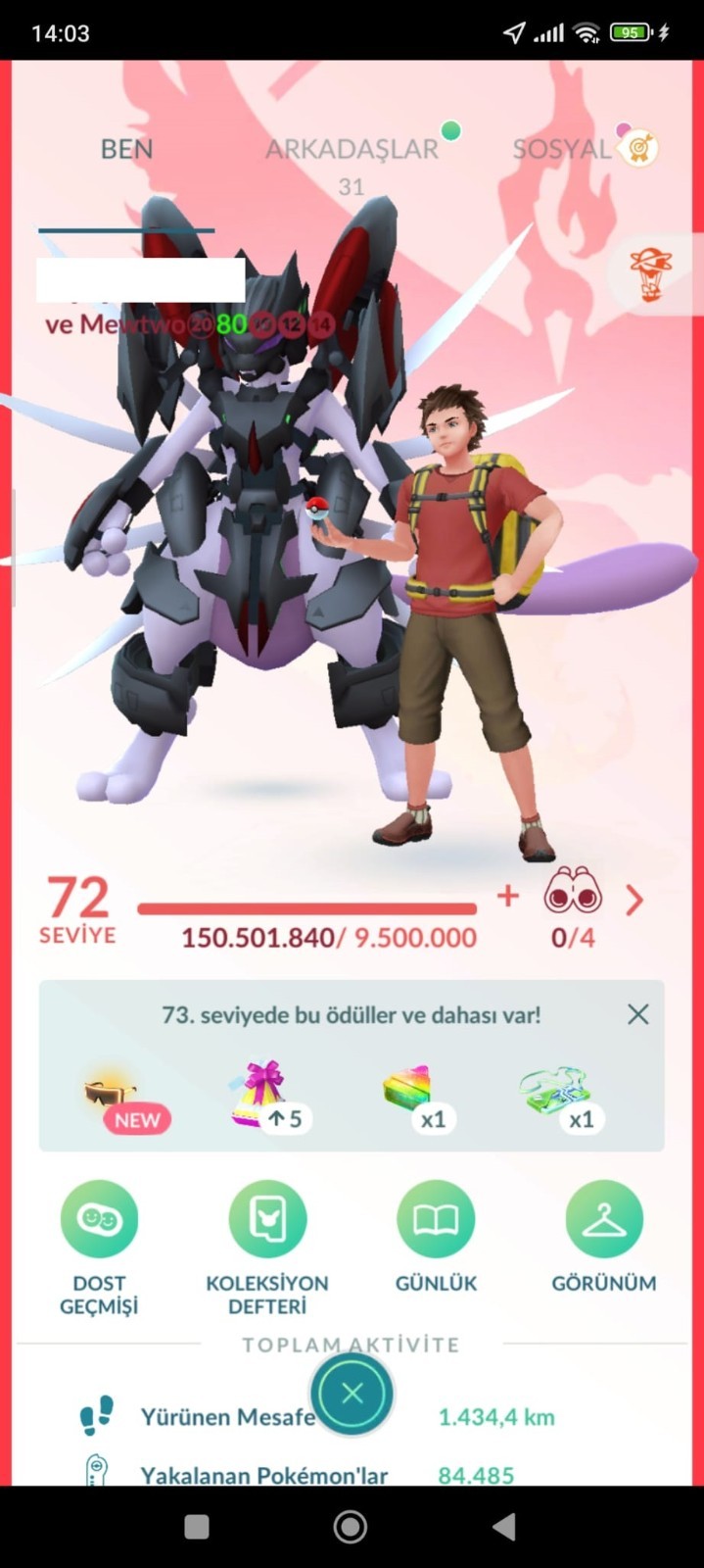 Pokémon Go Acc level 72 lvl