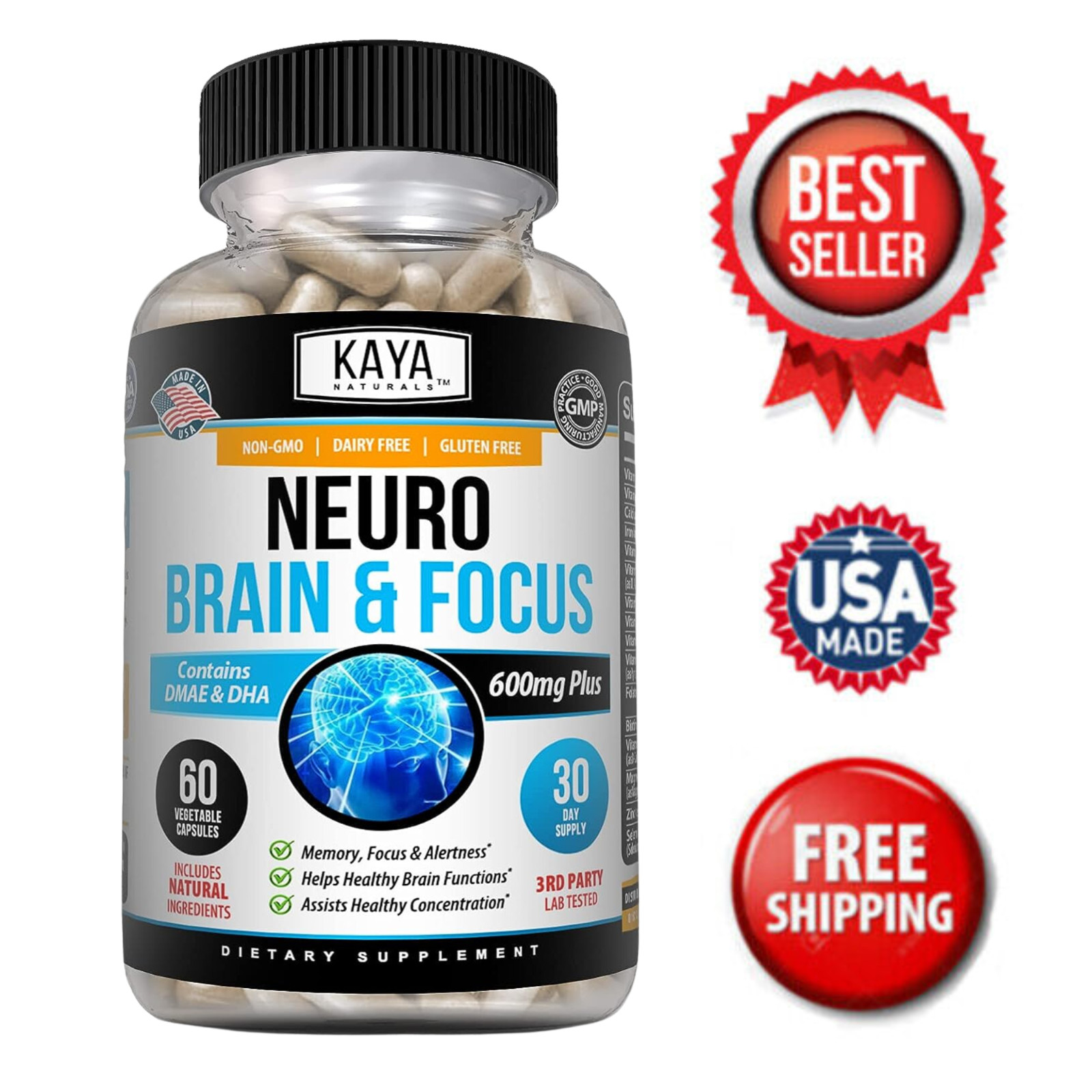 Neuro Brain & Focus 60ct, Healthy Memory Function, Clarity Nootropic Supplement Neuro Brain & Focus 60ct, Healthy Memory Function, Clarity Nootropic Supplement
