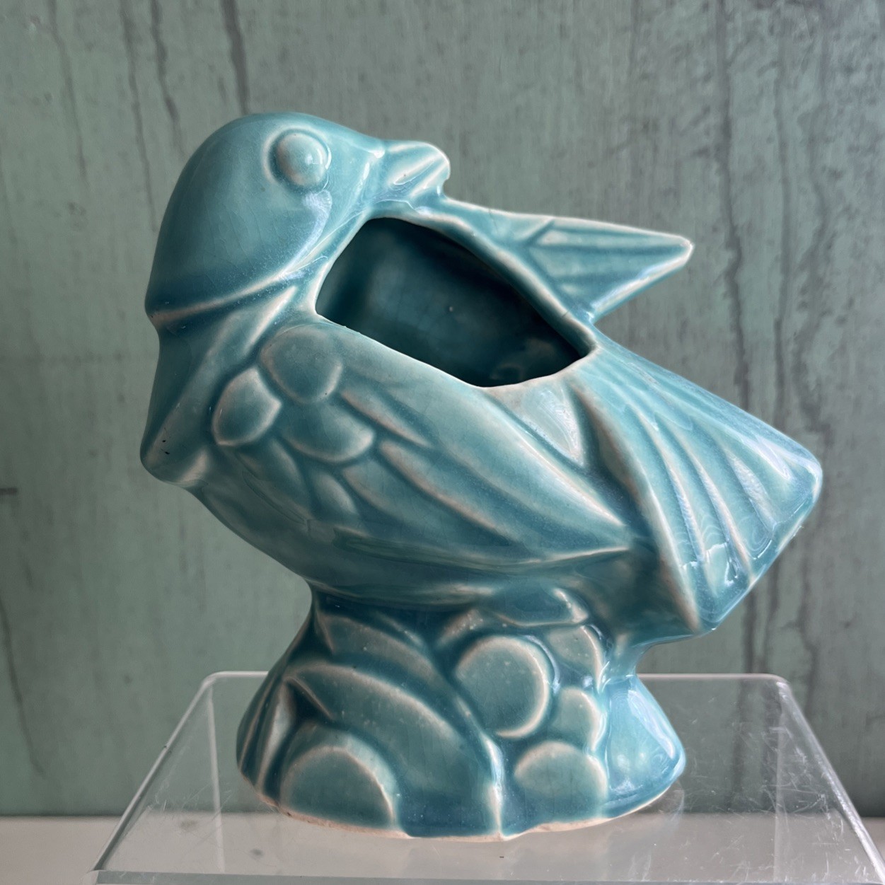 Vintage Nelson Mccoy Backwards Facing Bird Planter HTF 1940’s Aqua Vintage Nelson Mccoy Backwards Facing Bird Planter HTF 1940’s Aqua