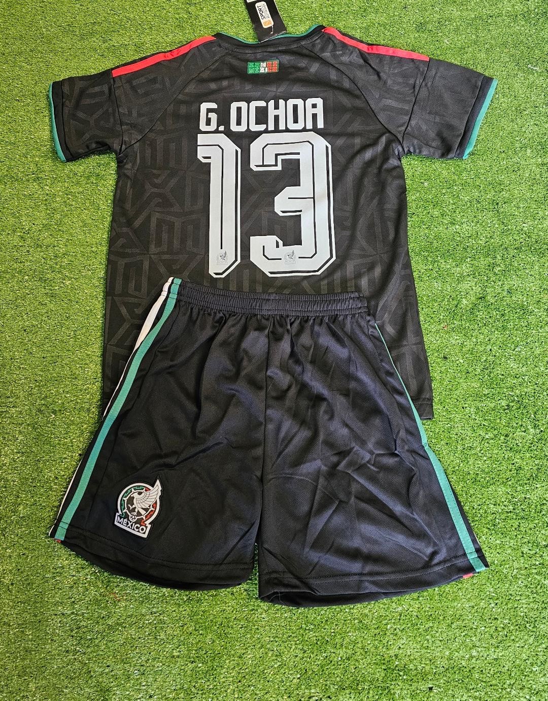 MEXICO Soccer Kids And adult Jersey and Shorts black MEMO OCHOA MEXICO Soccer Kids And adult Jersey and Shorts black MEMO OCHOA