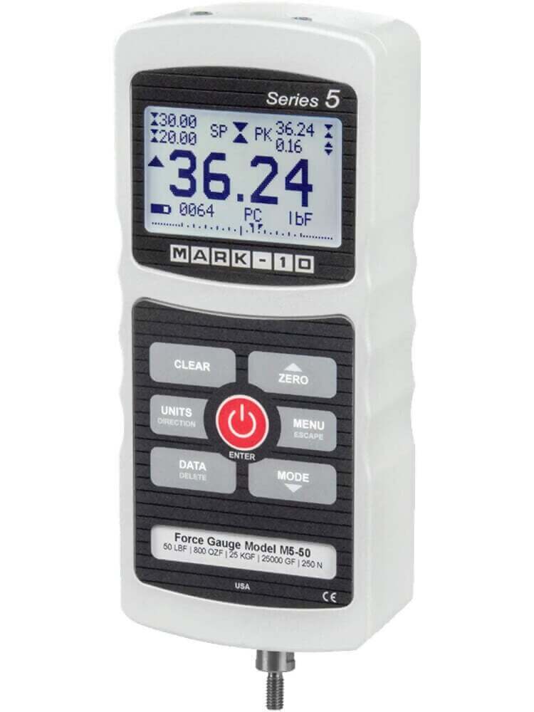 Mark-10 M5-50 Advanced Digital Force Gauge, Capacity 50 lbf / 25 Kg, 110V Mark-10 M5-50 Advanced Digital Force Gauge, Capacity 50 lbf / 25 Kg, 110V