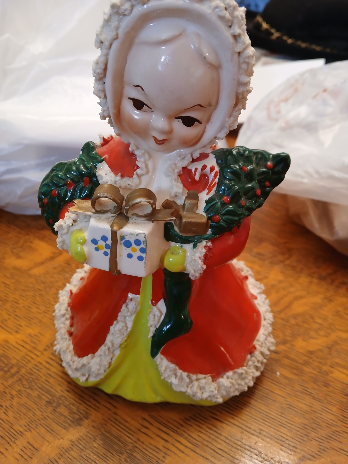 VTG 1950s NAPCO (?) Christmas Shopper Girl w/ Gifts Planter MCM GREAT VTG 1950s NAPCO (?) Christmas Shopper Girl w/ Gifts Planter MCM GREAT