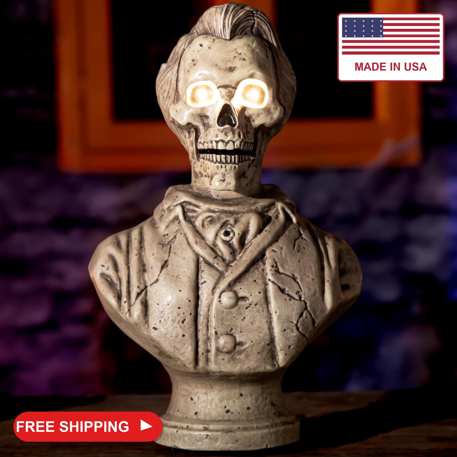 Halloween Animatronics Talking Stone Statue Decorations, Animated Props with Sou Halloween Animatronics Talking Stone Statue Decorations, Animated Props with Sou