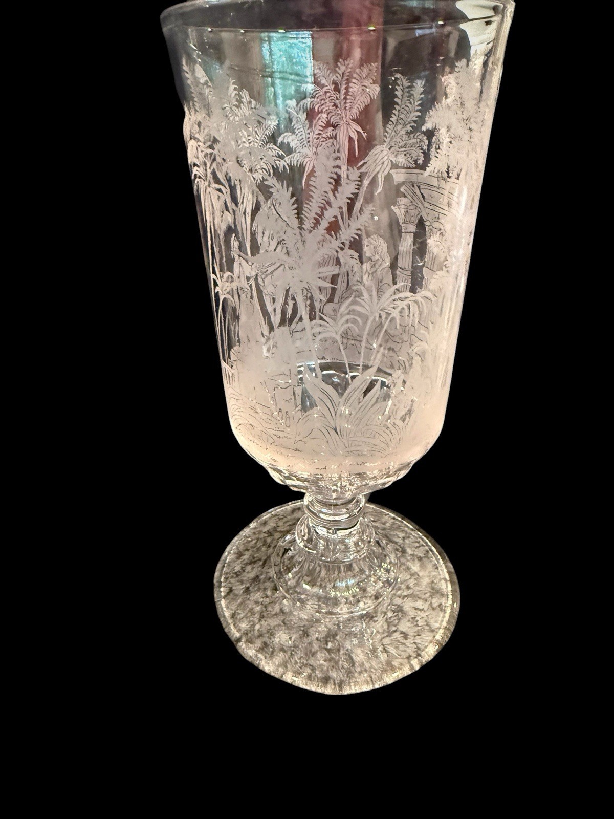 Antique Vase Etching 1881 EAPG Hobbs Brockunier & Co Oasis Camel Caravan Celery Antique Vase Etching 1881 EAPG Hobbs Brockunier & Co Oasis Camel Caravan Celery