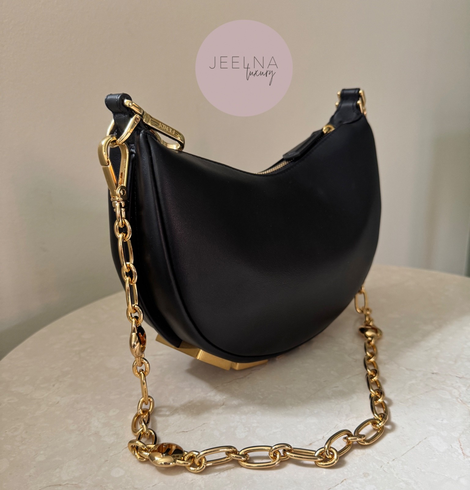 Fendi Fendigraphy 2026 Black Hobo Bag with STRAP you chain $3350 with RECEIPT
